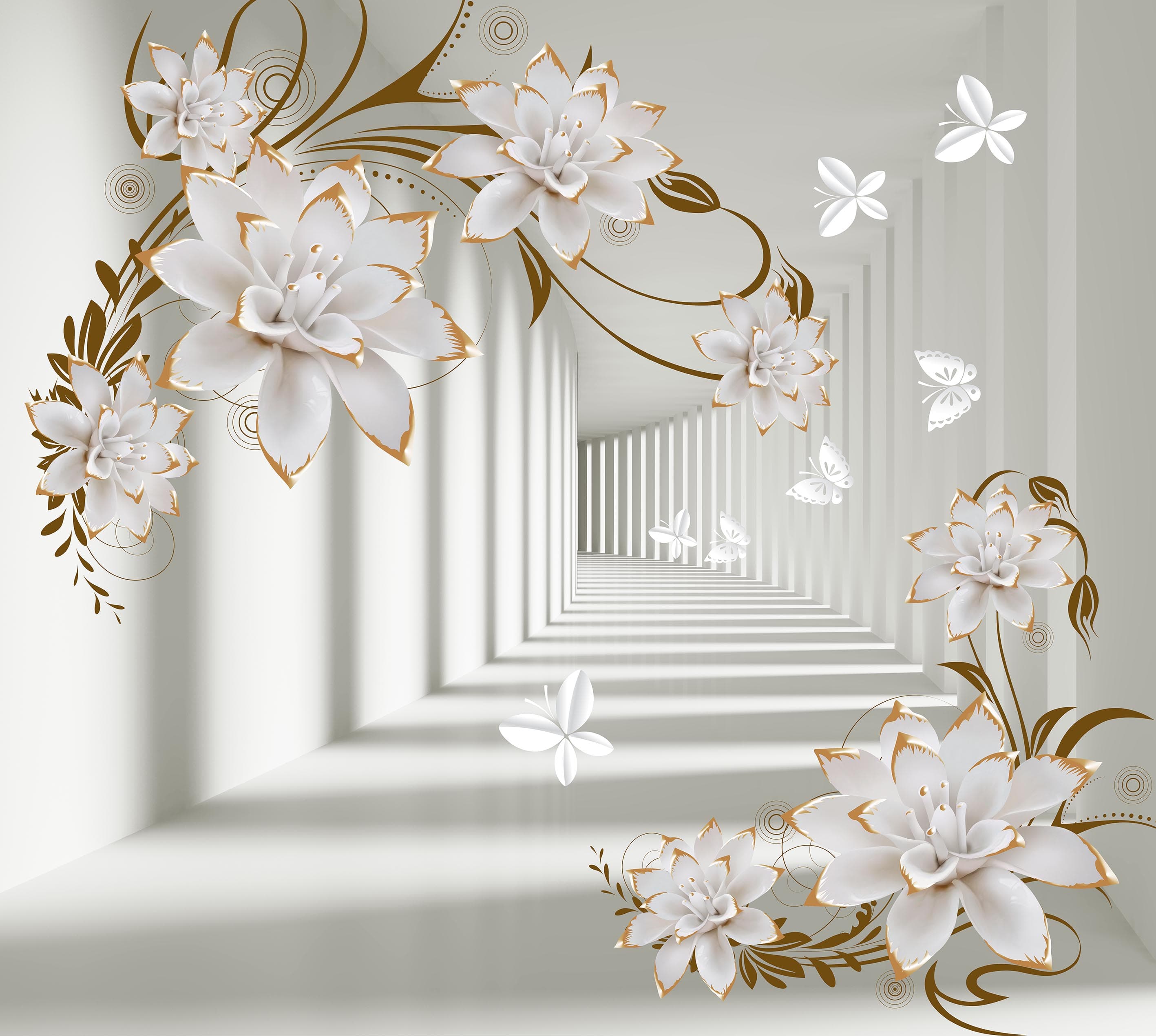 Fototapet 3D Tunel Floral - 1