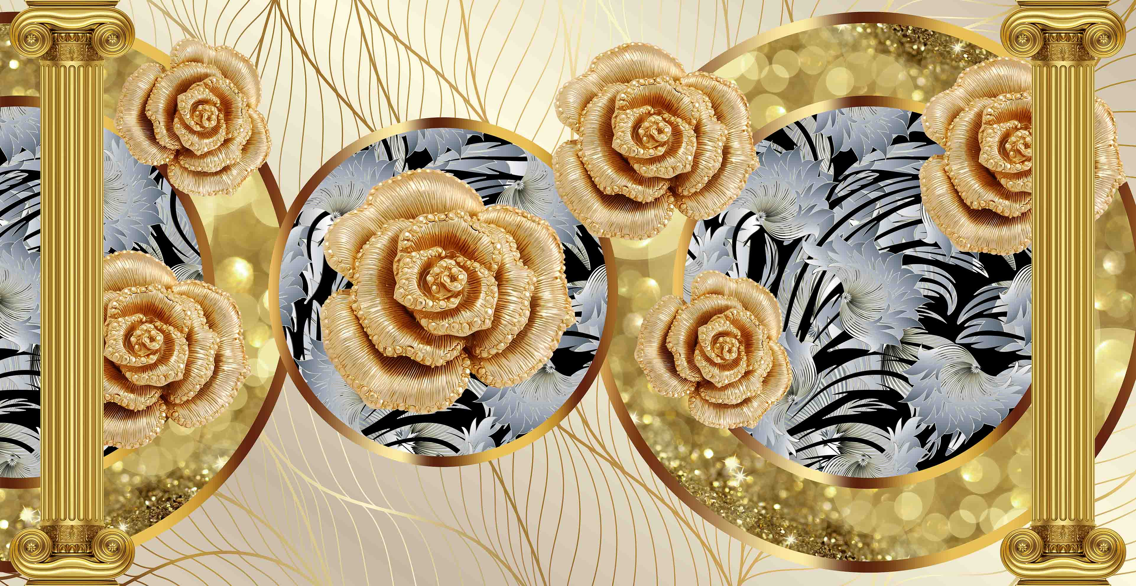 Fototapet Trandafiri Aurii - 1