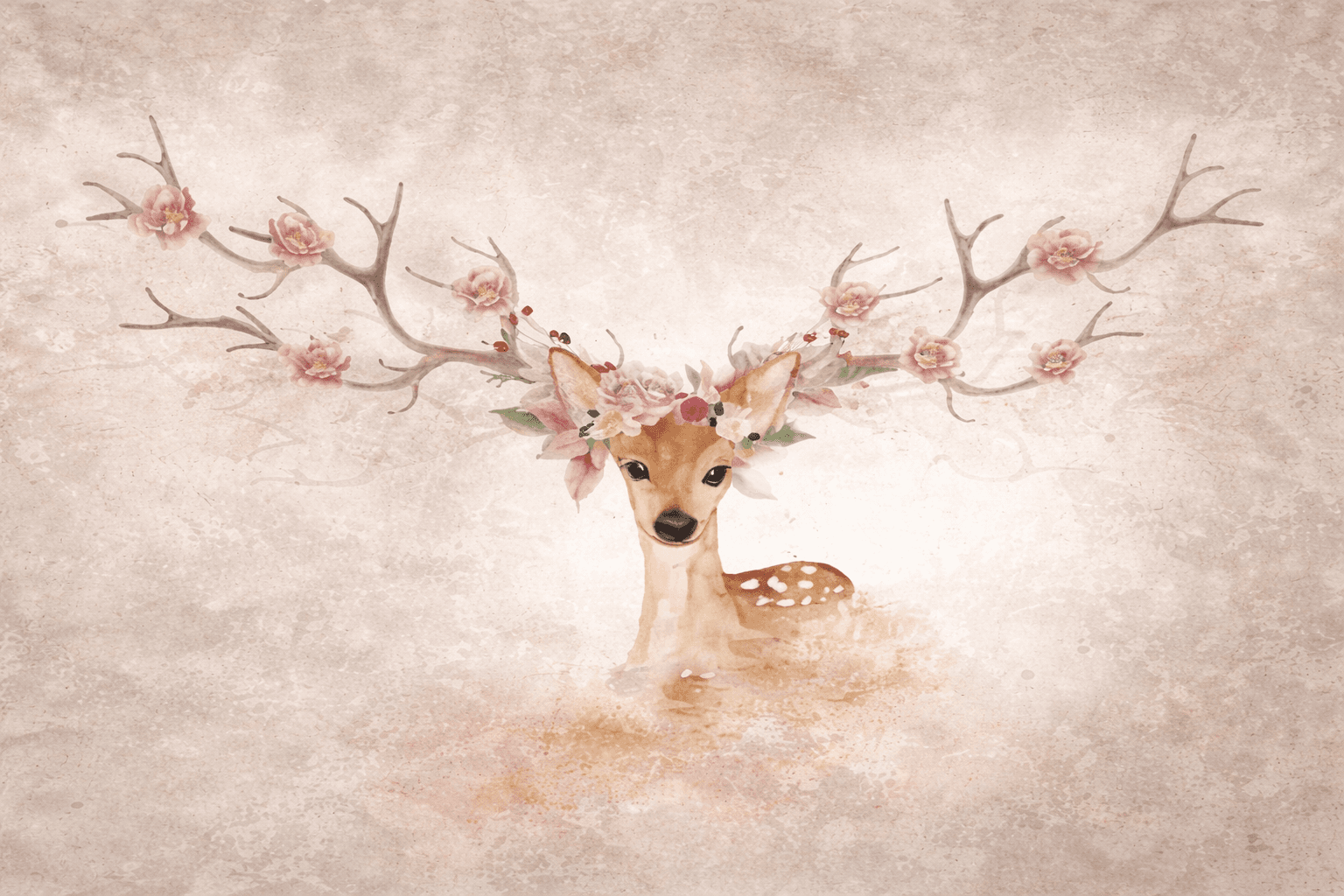 Fototapet Căprioară cu Flori - 1