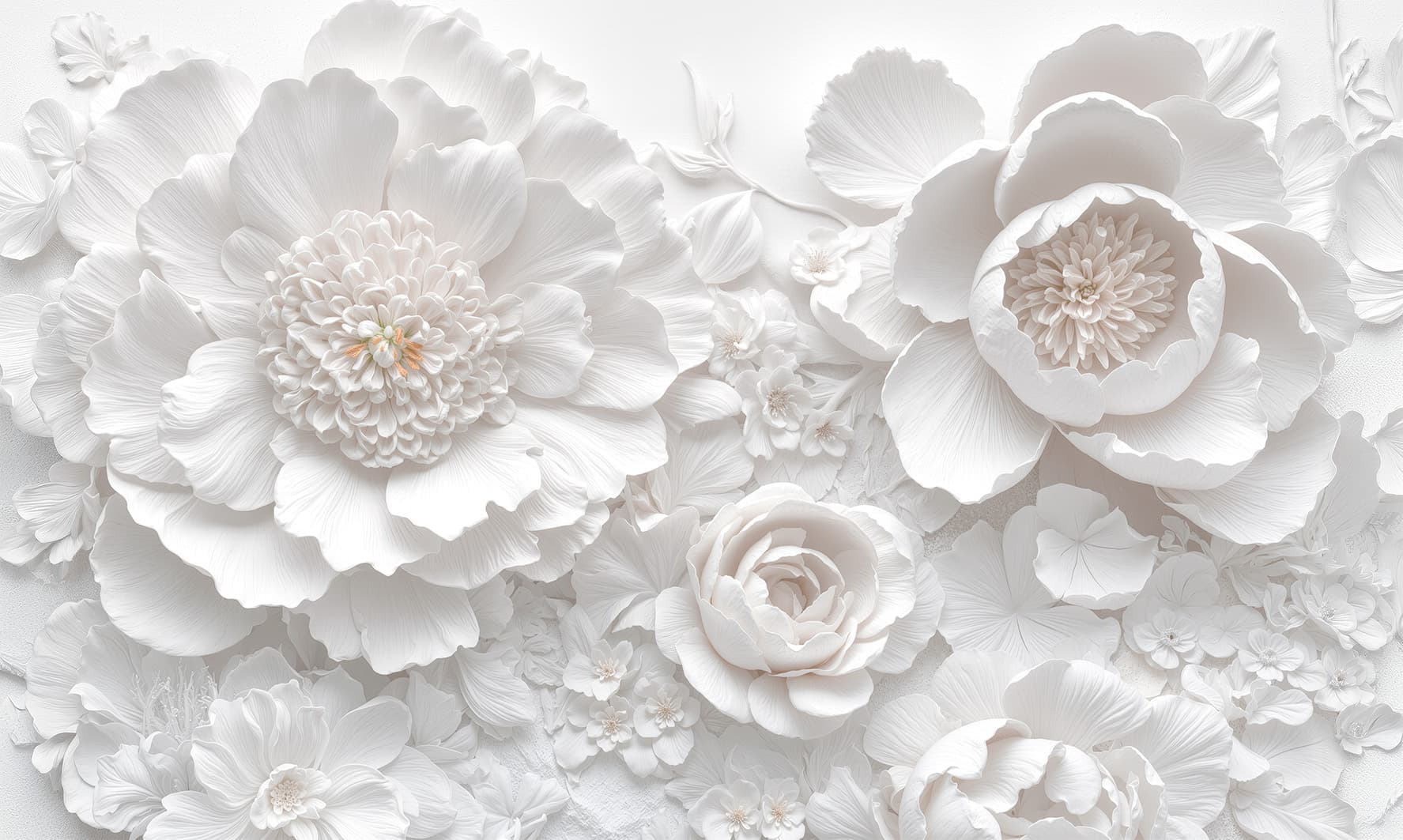 Tapet Floral 3D Alb